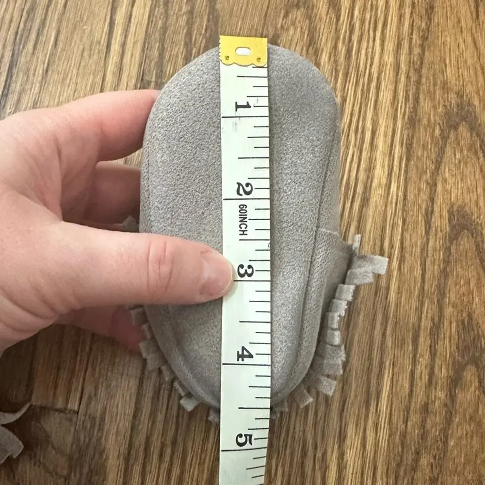 Baby moccasins grey, size 6-9M